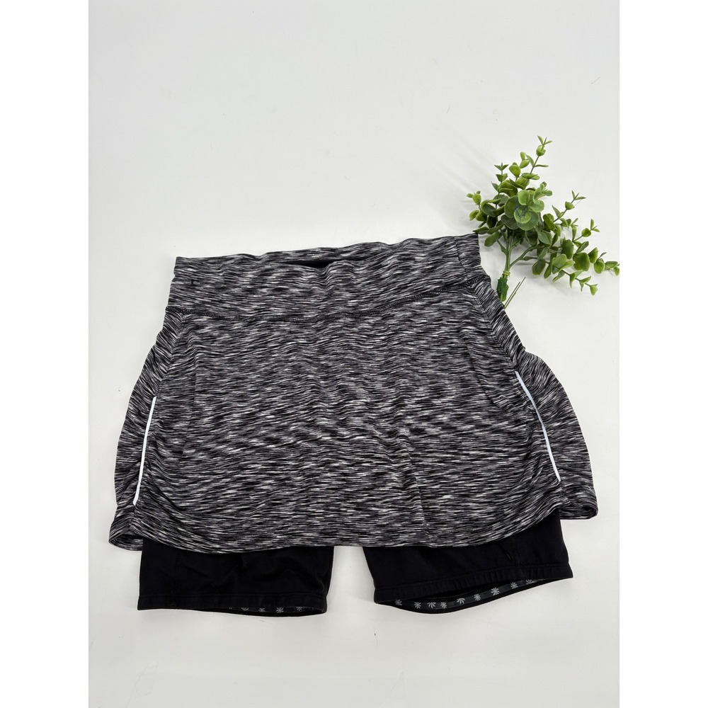 Athleta Contender 2-in-1 Skort Black Space Dye Size MEDIUM Zip Pocket Athleisure